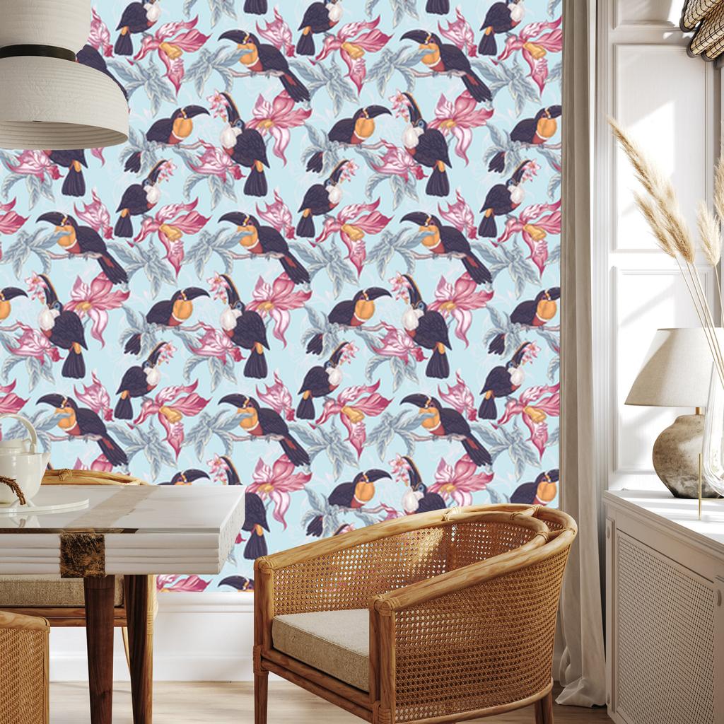 Toucans wallpaper for living room and bedroom 50x1000