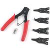 Four-in-one Circlip Pliers Set for Internal and External Rings, with 90 and 45 Degree Angles, Dual-purpose Holes, and Flat Tips.