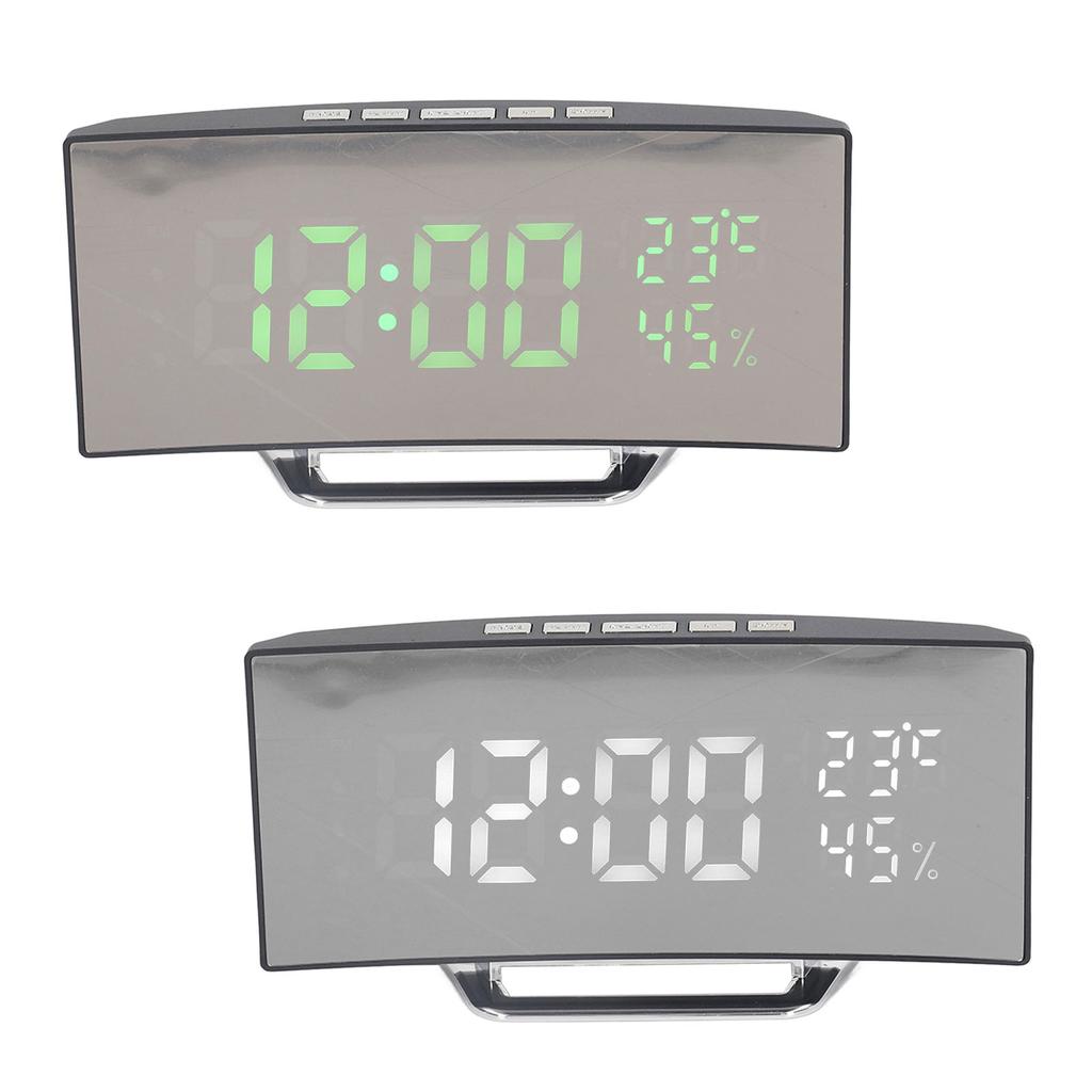 LED Digital Clock 3 Level Brightness Snooze USB Battery Powered Electronic Mirror Alarm Clock with T