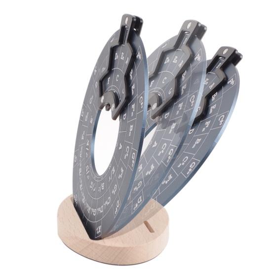 Круглый металлический инструмент для аккордов Circle of Fifths Wheel с деревянной подставкой для музыкальных инструментов