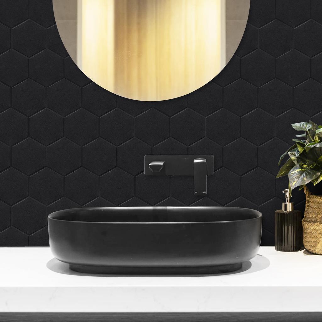 1/10pcs Matte Black Wall Tile Stickers Peel And Stick Waterproof Vinyl Wallpaper for Kitchen Bathroom Living Room RV Decoration