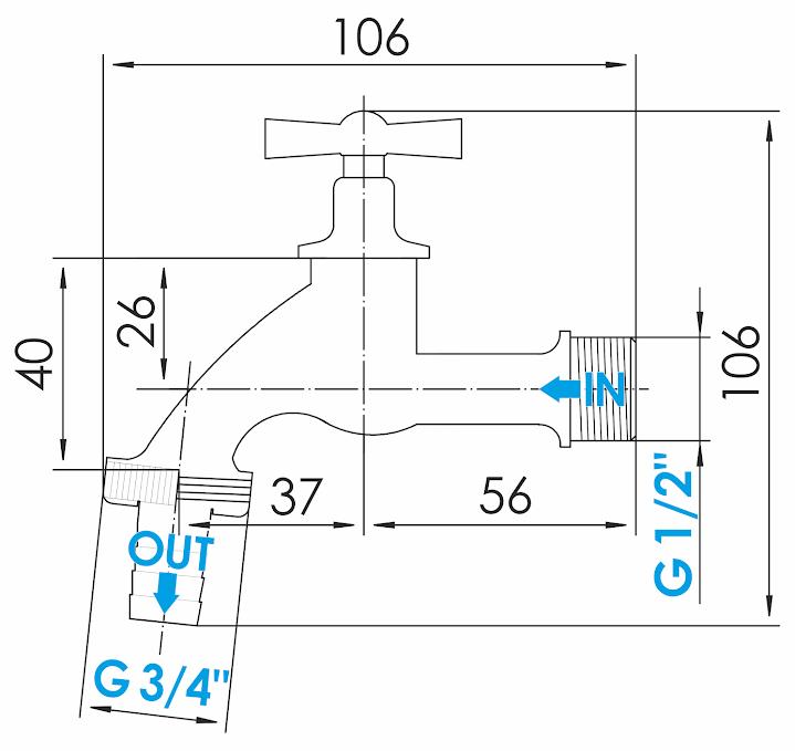 Garden Tap 1/2" Brass Mushroom Valve