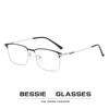 New unisex metal half-frame flat glasses, personalized eyebrows, anti-blue light myopia glasses, can be matched with degrees