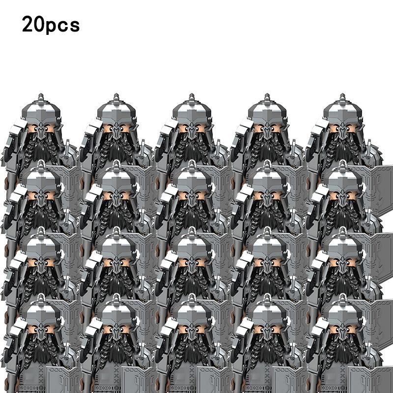 20 шт., группа средневековых рыцарей, строительные блоки, военные фигурки, аксессуары, детали модели воина, игрушки «сделай сам» для детей