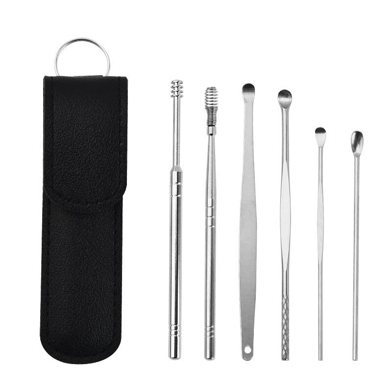Ear Cleaning Tool Stainless Steel Ear Pick Kit &1Pc Storage Bag Earwax Remover Tool