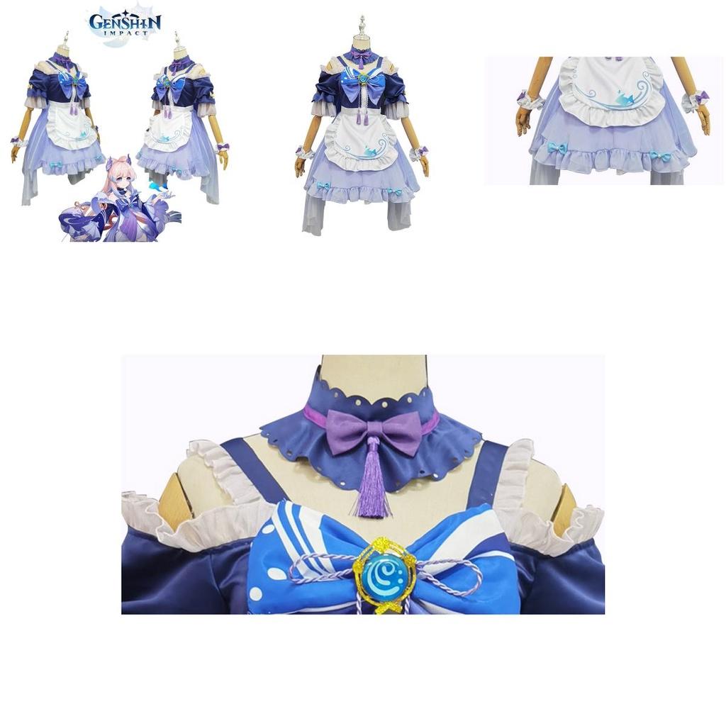 Genshin Impact Сангономия Кокоми Костюм горничной для косплея и Хэллоуина