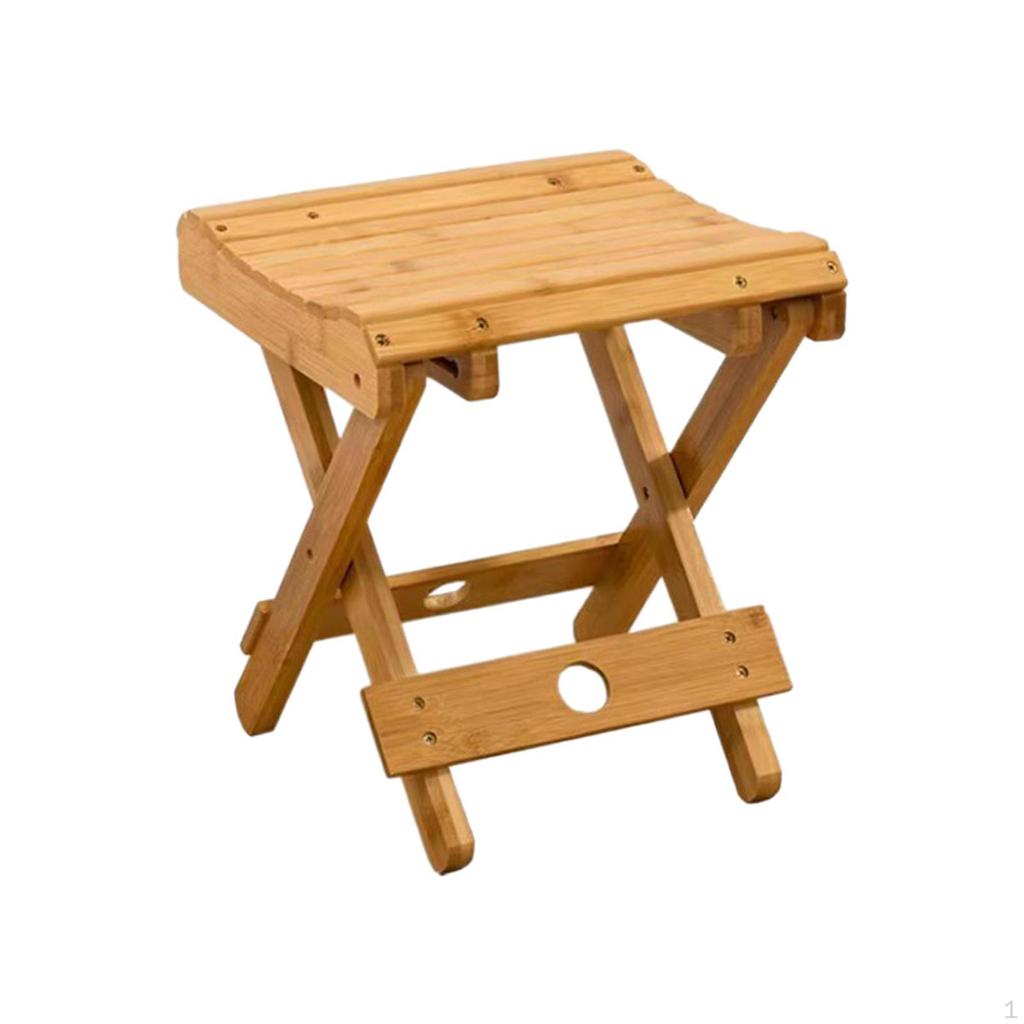 Bamboo Folding Stool Camping Chair Collapsible Foldable Fishing for Beach Yard