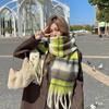 Korean Style Striped Imitation Cashmere Winter Scarf for Women - Thickened Plush Warmth