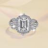 Vintage Jewelry Rhodium-plated S925 Sterling Silver GRA Certificate 3Carat Emerald Cut VVs1 Moissanite Engagement Ring for Women