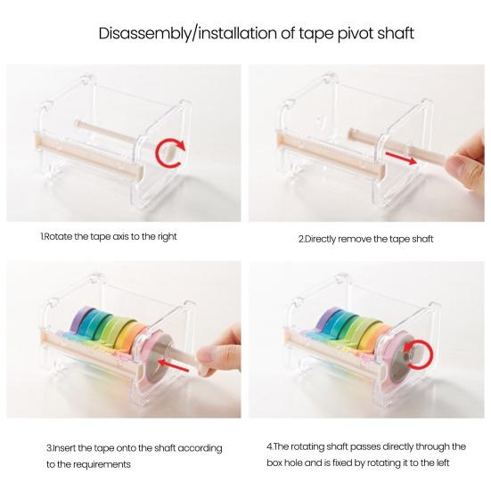 Диспенсер для клейкой ленты васи с резаком, настольный держатель для рулонов клейкой ленты васи, прозрачный органайзер для малярной ленты для офиса, дома, школы