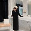 Dimanaf Женское 2022 новое осеннее платье в полоску больших размеров, элегантное длинное платье, свободное платье с круглым вырезом, черные платья макси