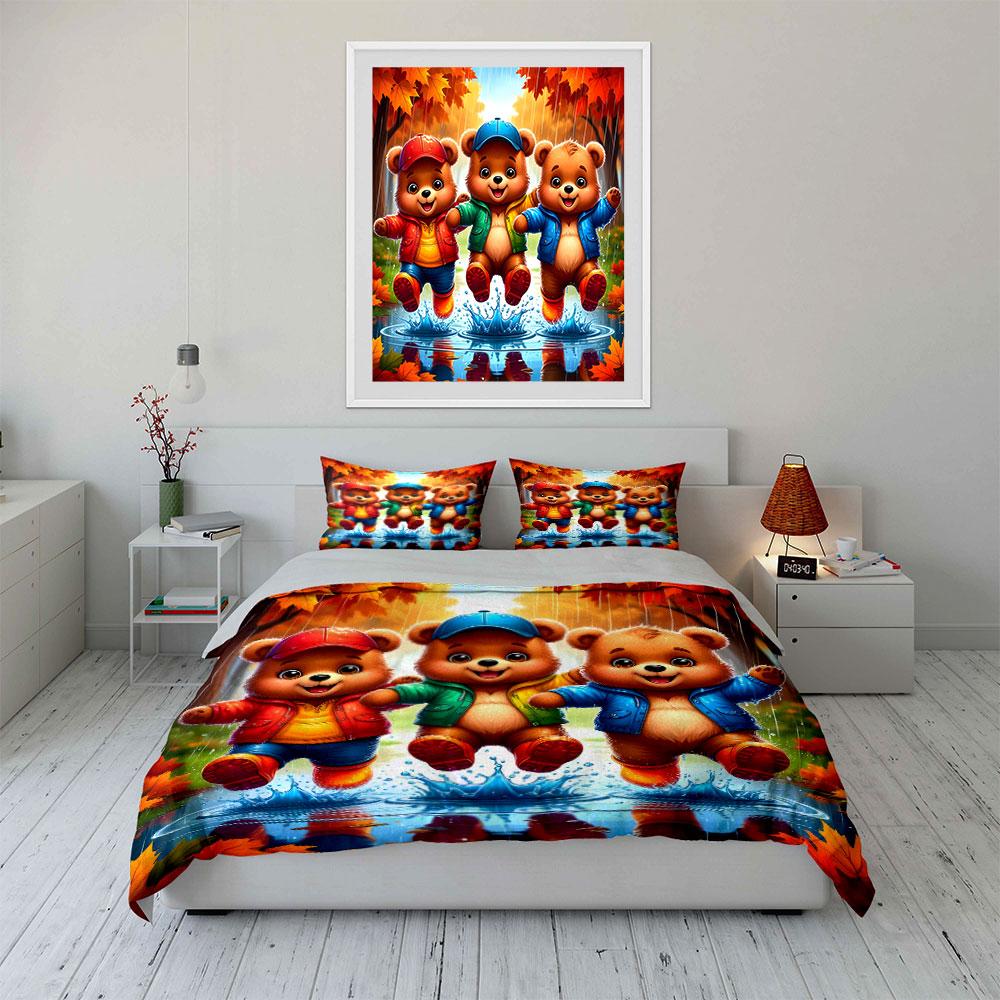 "Cheerful bears frolicking joyfully." Bedding sets Duvet covers Pillowcases(1* Duvet Cover 2* Pillowcases without duvet insert)