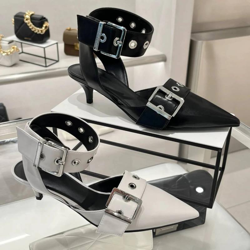 Fashion 2025 Spring New Women Gladiator Pump Thin High Heels Pointed Toe Ankle Strap Buckle Party Sandals Zapatos Mujer