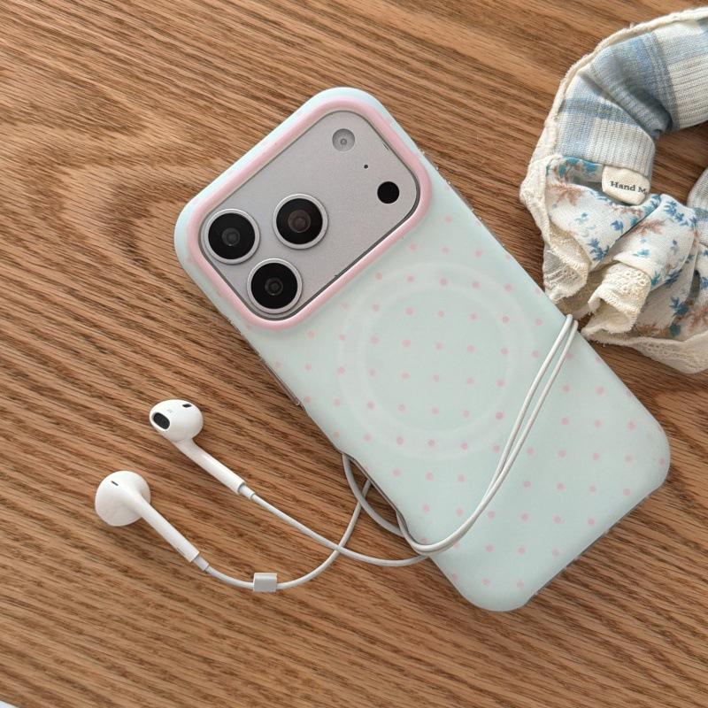Магнитный чехол для телефона в горошек для Apple: Совместимо с 15pro, 16pro, 14, 17promax