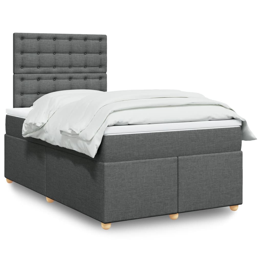Box Spring Bed with Mattress Dark Gray 120 x 190 cm Fabric