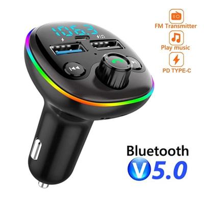 3 порта 3.1A Автомобильный MP3 FM-передатчик Bluetooth Автомобильный комплект Модулятор Музыкальный плеер TF-карта USB-диск Аудио AUX-приемник Dual USB TYPE-C Быстрое зарядное устройство