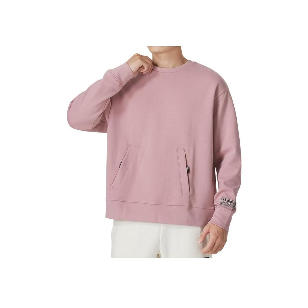 Under Armour Однотонный трикотажный свитер с круглым вырезом, повседневный спортивный свитер для мужчин, розовый 1377172-697