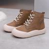 Женские зимние ботинки в корейском стиле с флисовой подкладкой, универсальные зимние теплые ботинки на шнуровке с толстой подошвой из хлопка, модные короткие ботинки для активного отдыха
