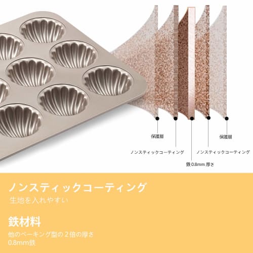 CHEFMADE Shell-Shaped Madeleine Pan (12 Pieces - 32.6*25.8*3.3cm)