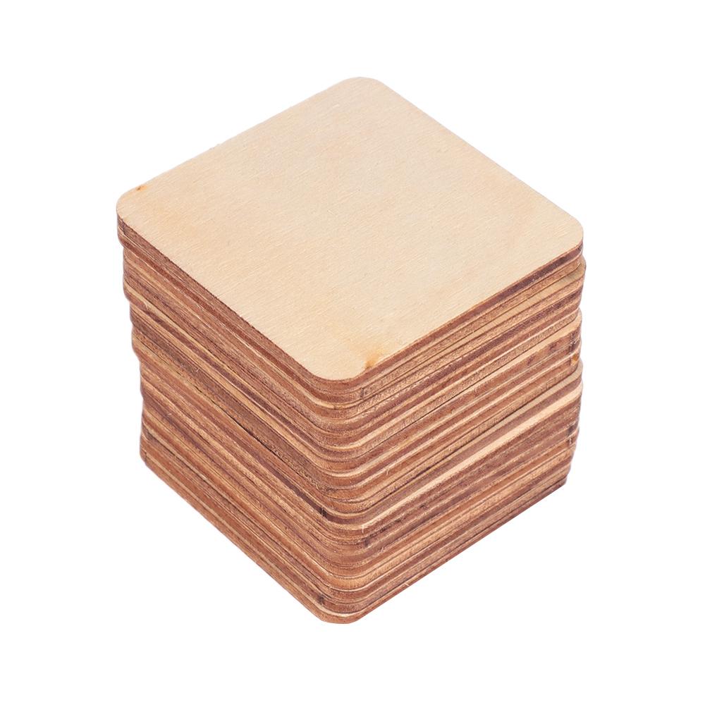 Wedding Decor Scrapbooking DIY Writing Ornament Wooden Tags Blank Plaque Square Wood Pieces