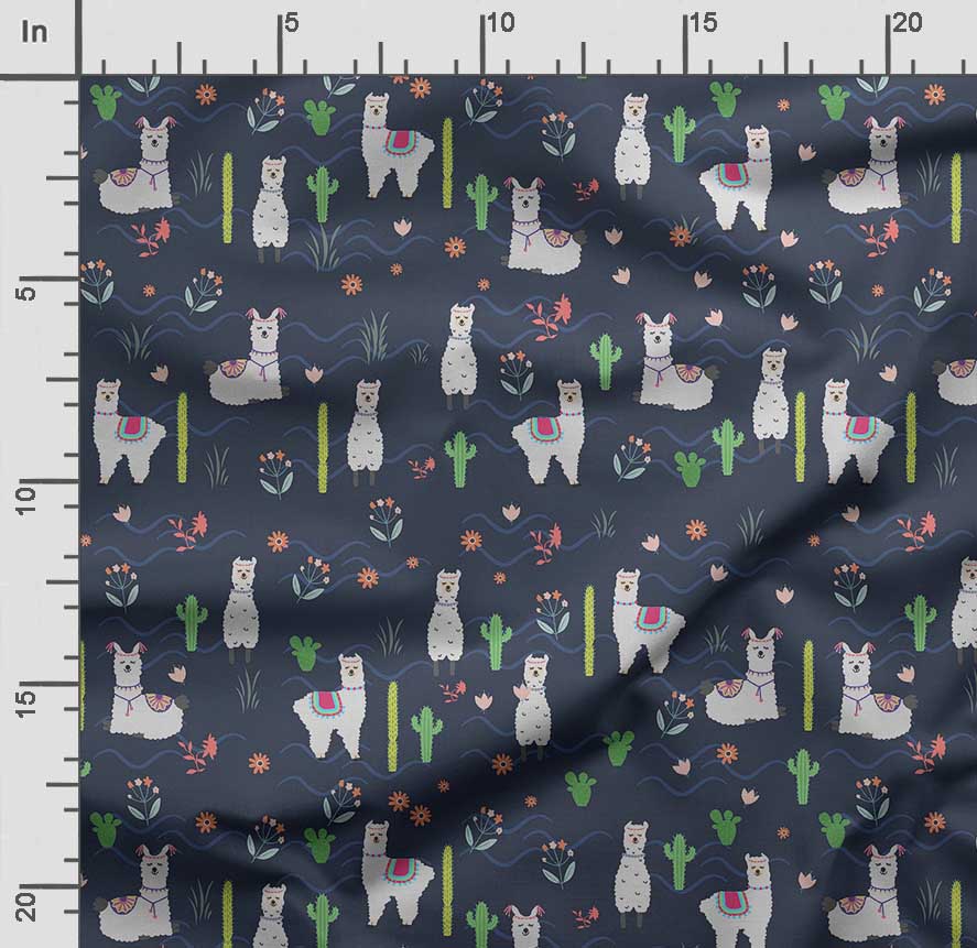Soimoi Принт ламы альпаки, хлопковый батист, ткань для квилтинга, продаваемая во дворе, хлопчатобумажная ткань средней плотности шириной 42 дюйма, швейные принадлежности, синяя и