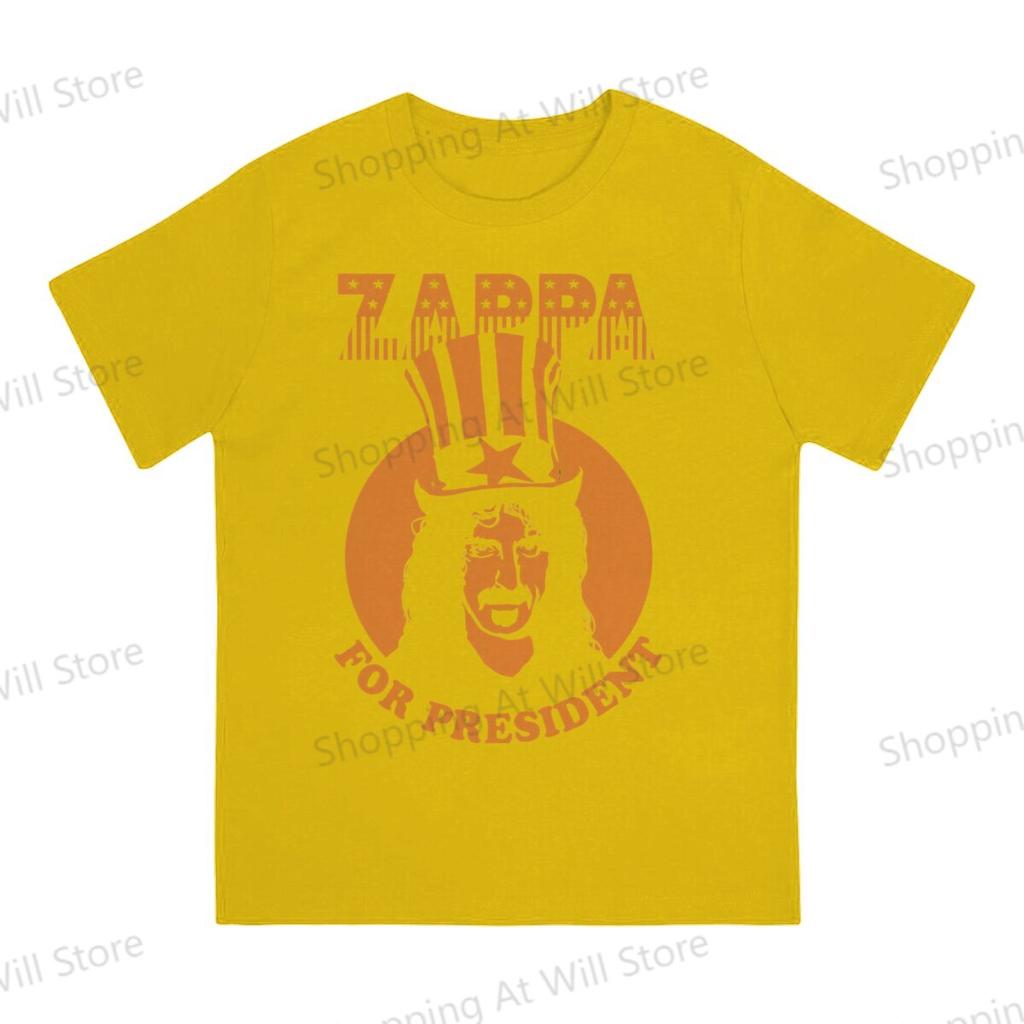 Tops Cotton Fun Fashion Frank Zappa Zappa For President Unisexs and Womens Tshirts Short sleeved fun print