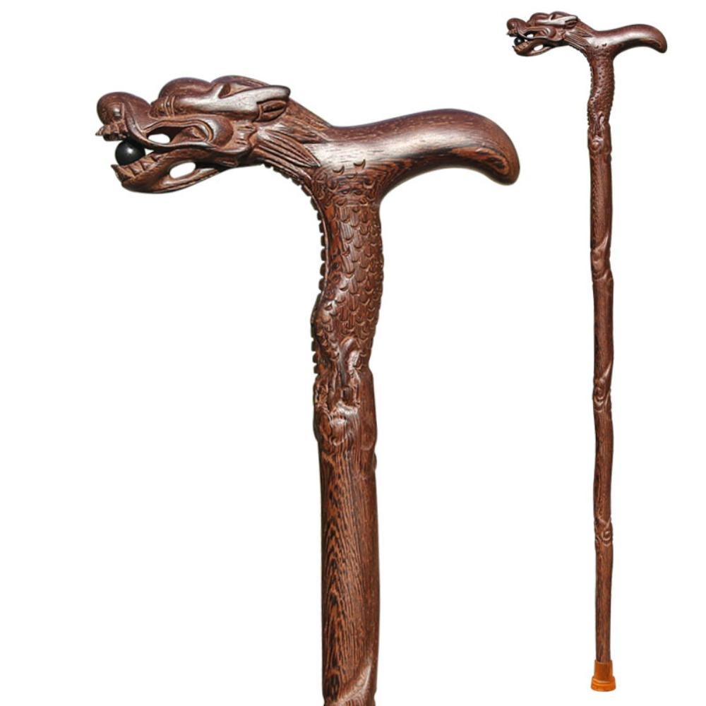 Handmade Dragon Canes Pine Carving Walking Ergonomic Stick New Wooden Walking Canes for Men Women