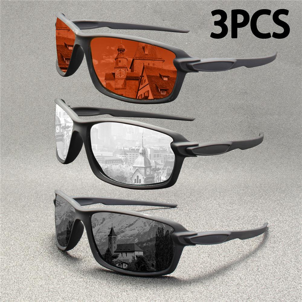 3 шт. Новые мужские солнцезащитные очки, брендовые, квадратные, спортивные, для вождения, рыбалки, женские, для путешествий