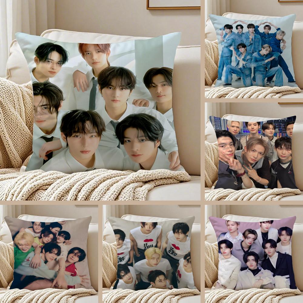 Fashion KPOP BOY TEAM EENHYPENS Cushion Cover Pillowcase Antidustmite Invisible Zipper Short Plush Sofa Cushion