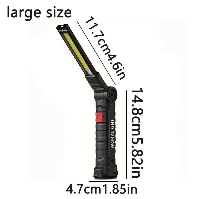 LED Flashlight Rechargeable Work Light Hanging Hook Magnetic with Builtin Battery USB Portable Flash Light Camping Repair Torch