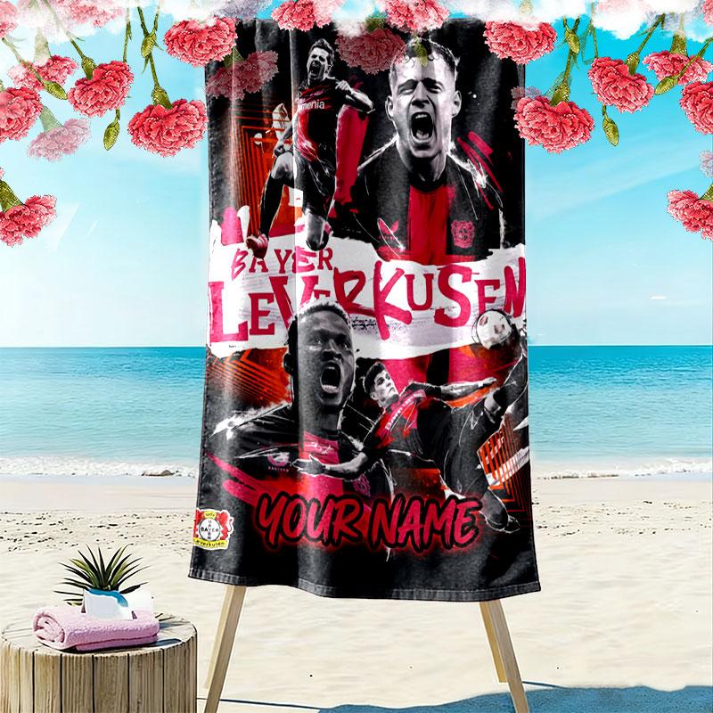 Custom Bayer Leverkusen Print Beach Towel, Large Soft Quick Dry Towel for Beach Camping Swimming