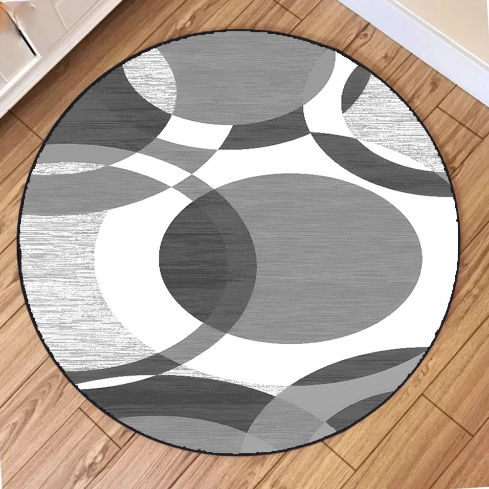 Современный блочный узор круглый ковер круглые коврики для декора гостиной спальни нескользящий коврик ковер для зоны дивана кресла домашнее украшение