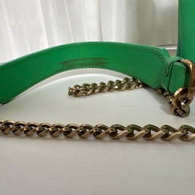 LANVIN Chain Shoulder Bag Purse Green USED Good Condition Ships From Japan