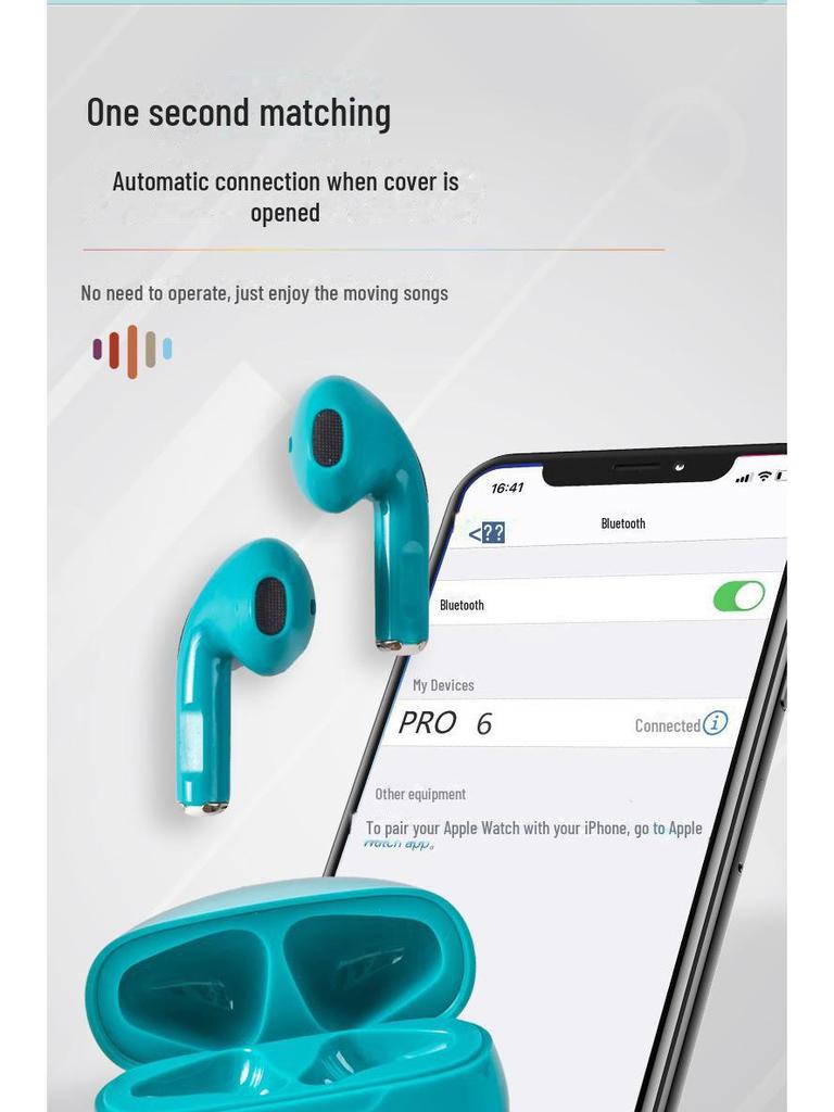 Pro6 Wireless Bluetooth Headset I12 TWS Macaron: Noise-Reduction, Mini Design