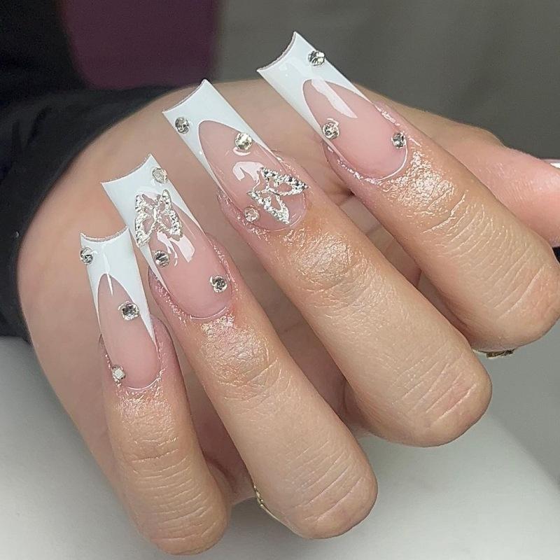 Nail Art Nail Piece French Double Butterfly Wearing Nail Special Nail Piece Fake Nail Nails