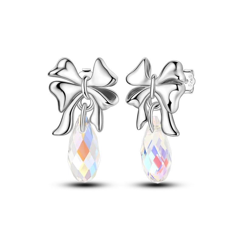 925 Silver Love Feather Moon Star Heart Earrings for Women Girls Charms Hoop Stud Jewelry Gifts