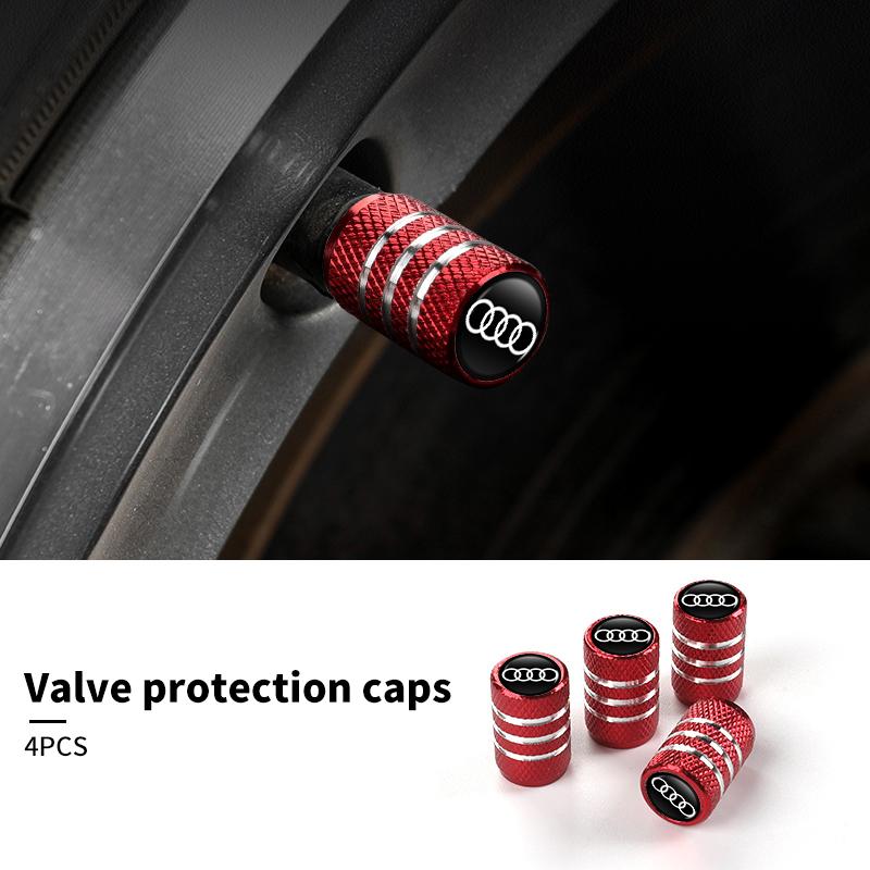 New 4Pcs Car Wheel Tire Valve Caps Air Stem Covers Accessories For 1s S RS Line S7 S8 S5 S6 Quattro RS3 RS4 A6 A7 A8 QRS5 RS6