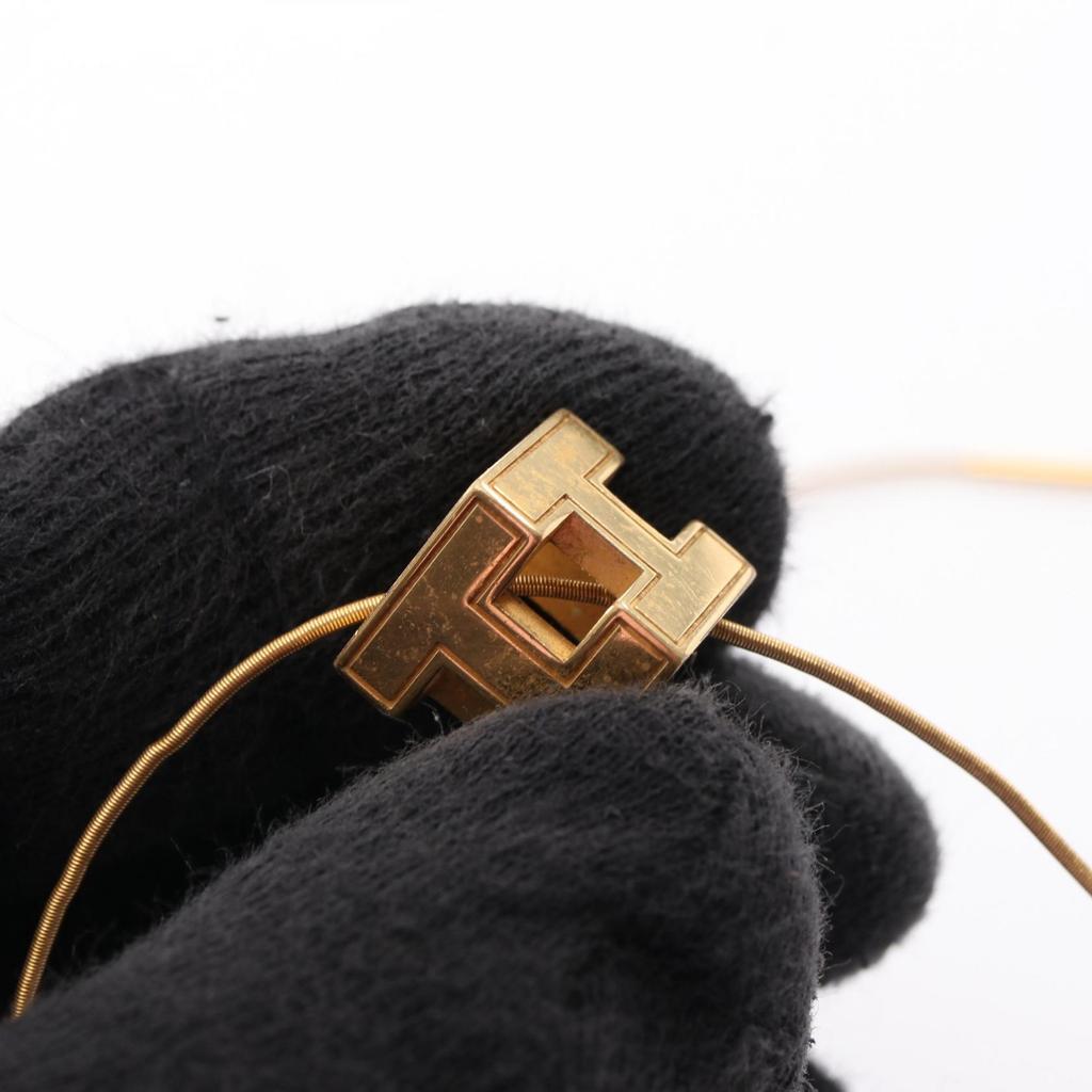 Used HERMES Cardue Ash H-cube Necklace Gold Plated Gold Used