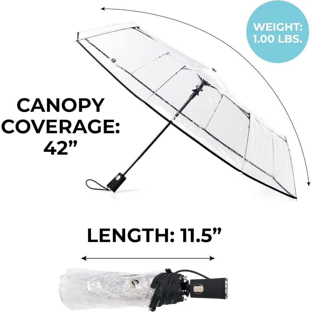 Women's Ultra Clear Auto Open Compact Umbrella, Black