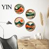 Minimalist Art for Hallway Forest Sunset Scenery 2D Wood Wall Hanging, Boho Wooden Sign, Elegant Interior Ornaments Nature Tree Decor Bedroom