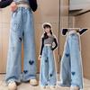 Детские джинсы Джинсовые брюки с широкими штанинами и оборками Джинсы для девочек Брюки для девочек Одежда для девочек Рваные джинсы