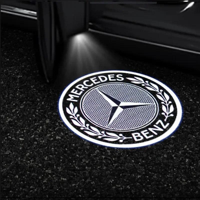 2PCS/Set Car Door Light Laser Logo Decor Project Ghost Lamp Mercedes Benz A B C M ML GLA GLS E Class W176 W205 W166 W246 W2121 NDEFG1