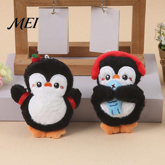 Interactive Stuffed Toy Penguin Plush with Squeaker, Cartoon Keychain Decorative Hanging Accessory for Girls Pendant, Animal Doll Backpack Bag