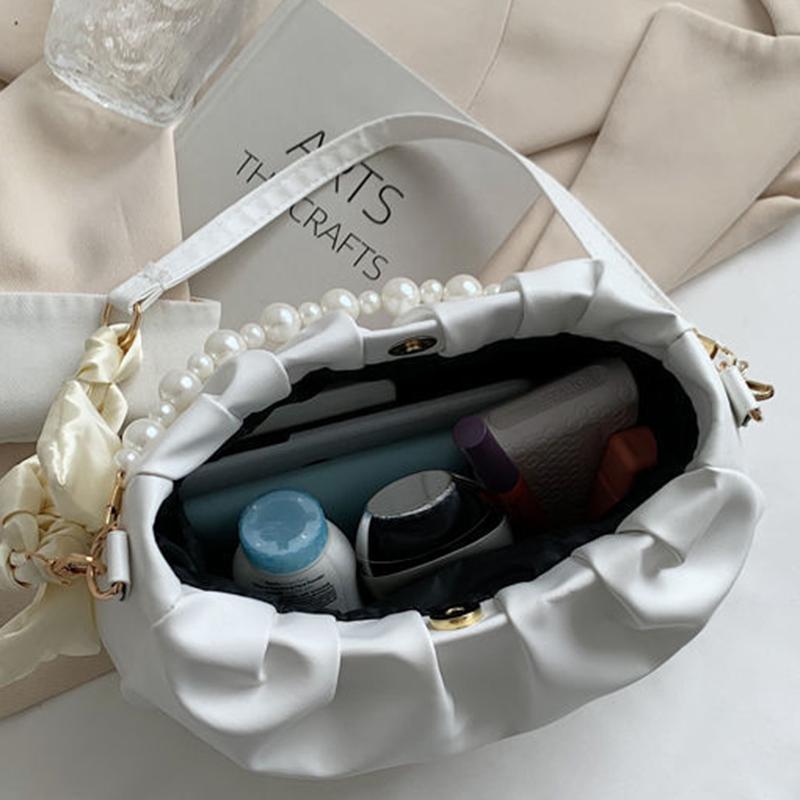 Высококачественная плиссированная сумка через плечо с жемчугом, сумка через плечо Cloud, сумка через плечо Niche Bag, женская летняя универсальная сумка из искусственной кожи