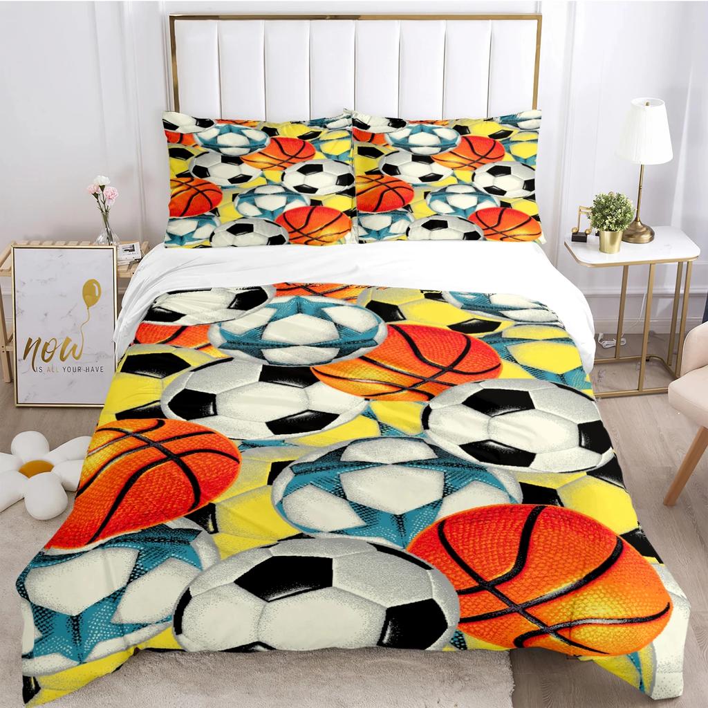 Мягкий комплект постельного белья с пододеяльником Футбол Мягкий теплый одеяло Комплекты постельного белья плюс наволочки для Teens, Односпальный/Двуспальный/Квин/Кинг Удобный пододеяльник Наволочка