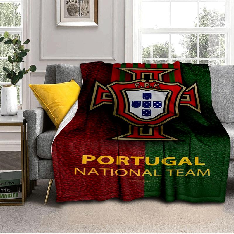 Portuguese Football Federation Crest Blanket Suitable for Sofas, Beds, Offices, And Camping - Perfect Gift for Halloween Christmas