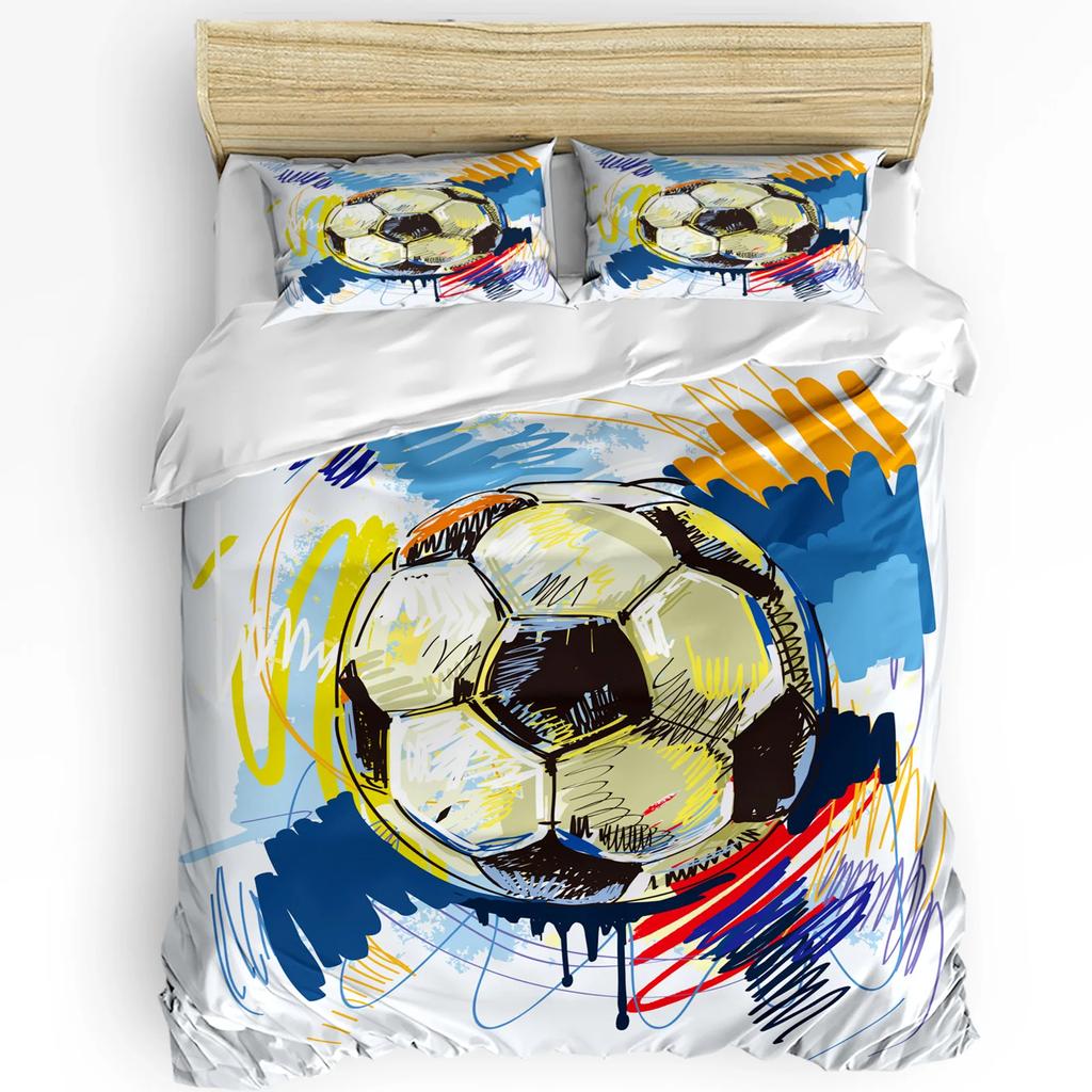 Soccer Football Game Printed Comfort Duvet Cover Pillow Case Home Textile Quilt Cover Boy Kid Teen Girl Luxury 3pcs Bedding Set