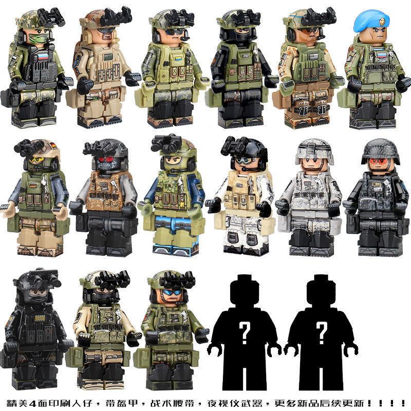 MOC Special Forces Military Minifigures ACU Soldier SAS Commando with AK Weapon Building Blocks Toy for Kids