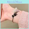 Pearl Cute Y2k Inlaid Black Cat Star Bracelet Stylish Summer Jewelry For Women
