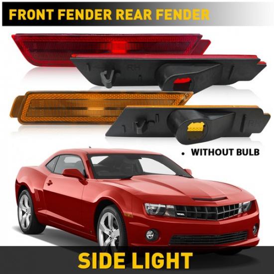 Smoked Clear / Side Lens Marker White/Amber/Red Light Fit Chevy 2010-2015 Camaro